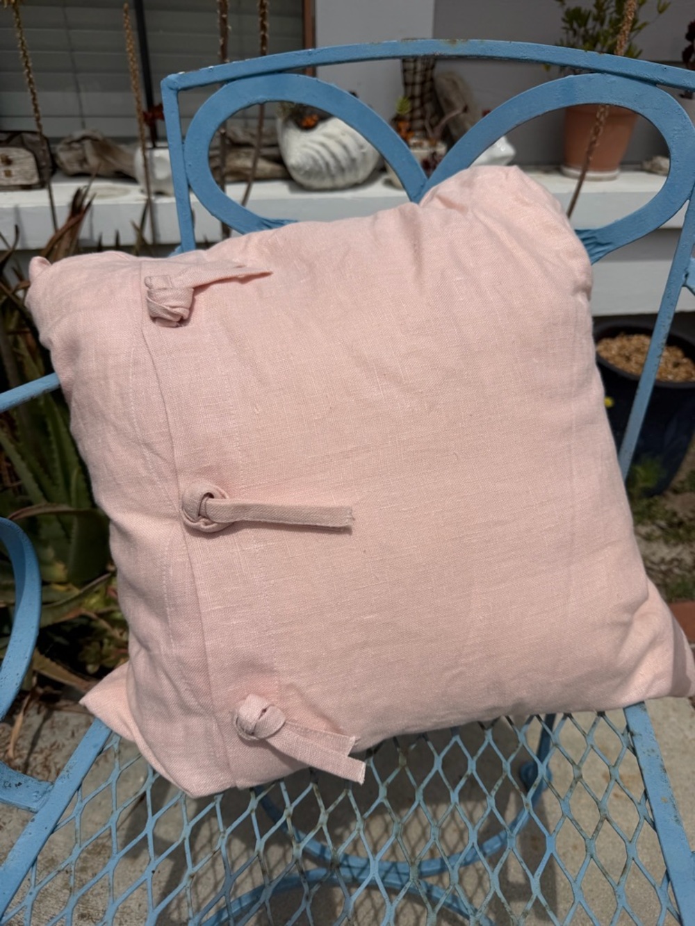 Blush Pink Linen Throw Pillow Covers - Set of 3 - Picture 3 of 8